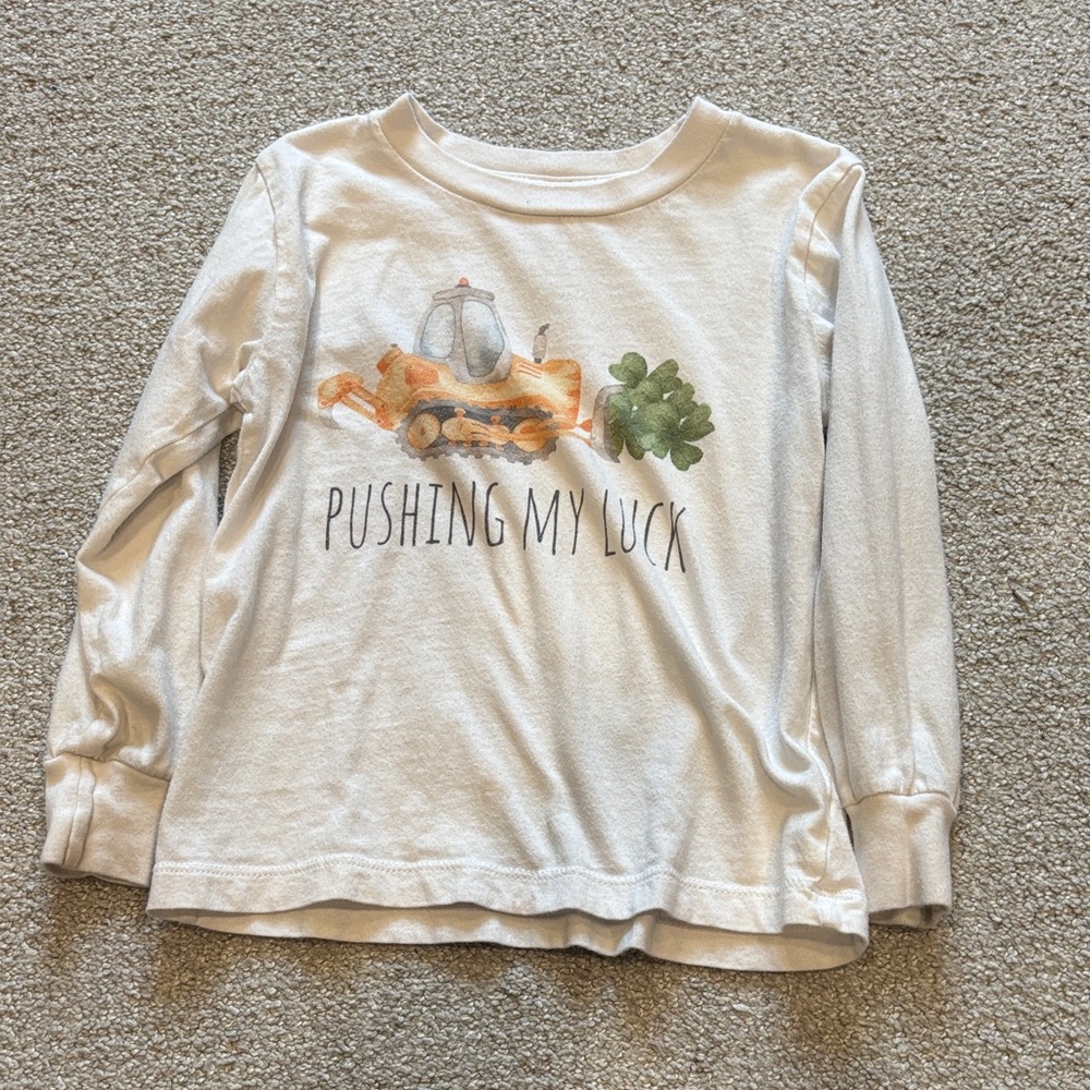 Bella Canvas White Long-Sleeve Tee with Font Loader and Clovers